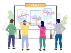 illustration of fans finding out their events are cancelled regarding Ticketmaster allegedly narrowing its refund policy overnight 