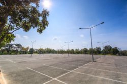 An empty parking lot regarding the University of Victoria parking permit refund class action lawsuit filed 
