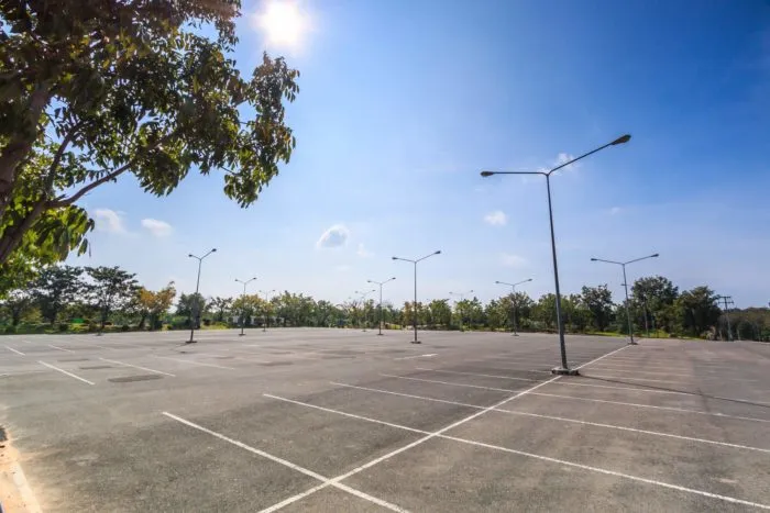 An empty parking lot regarding the University of Victoria parking permit refund class action lawsuit filed