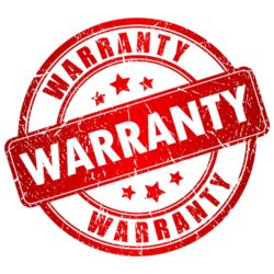 Red warranty stamp regarding the class action lawsuit filed against Sony over shipping costs covered under warranty 