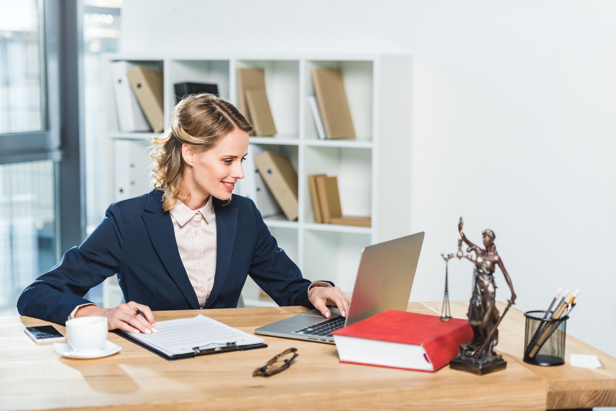 Lawyer working in front of computer