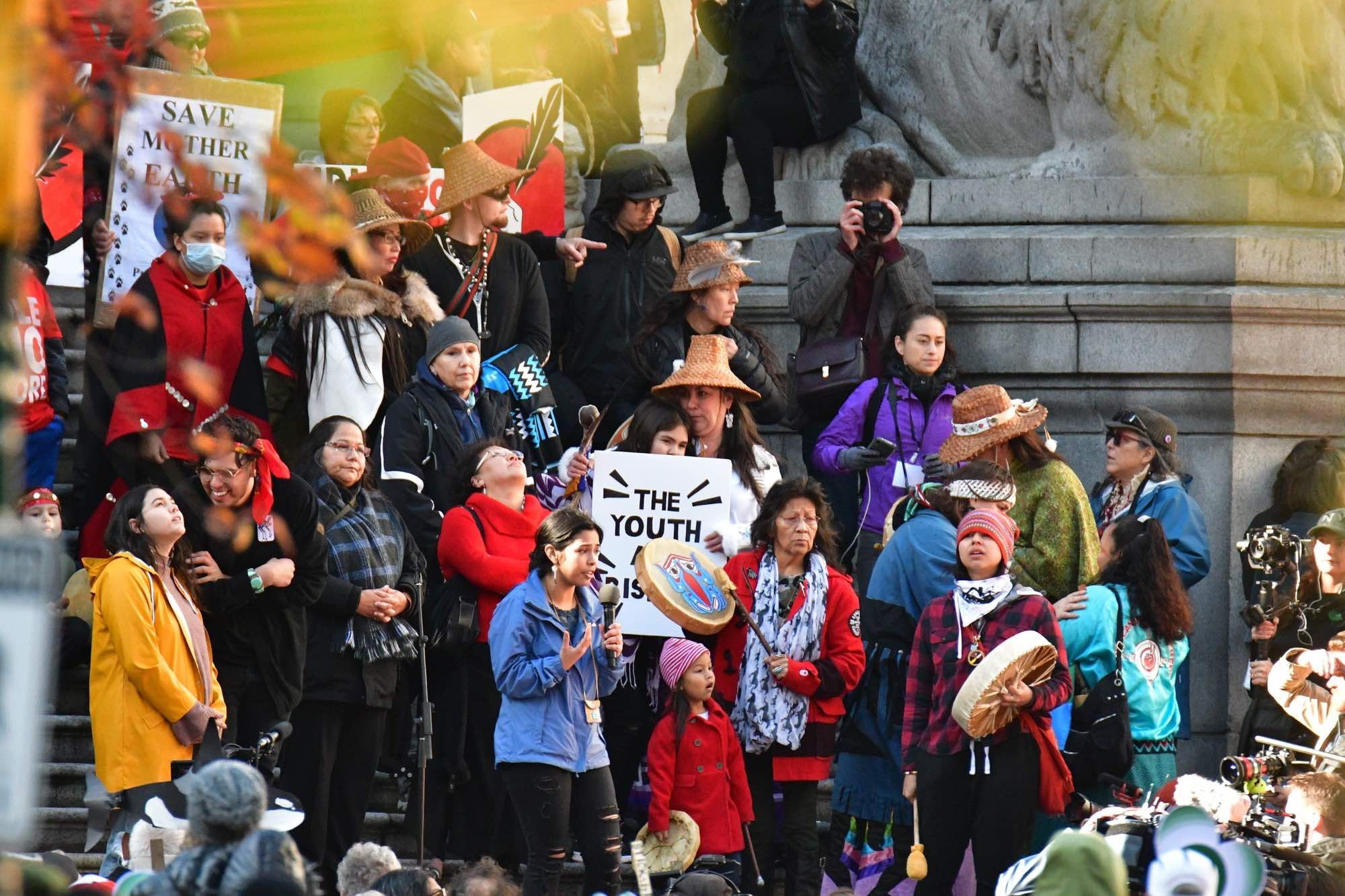 Aboriginals protesting the Trans Mountain Pipeline project 