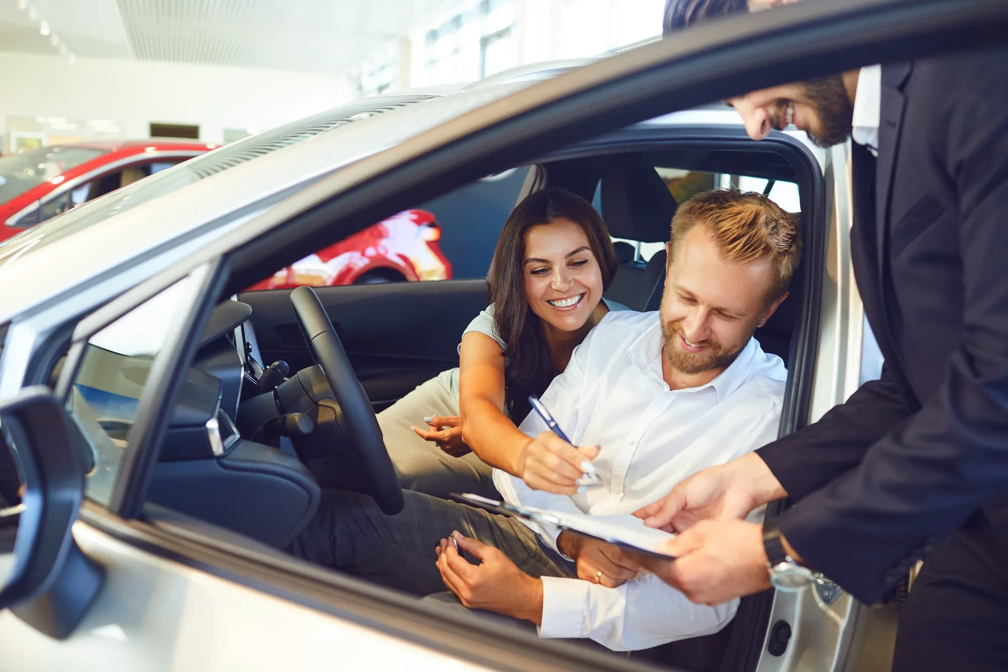 Couple purchasing a car