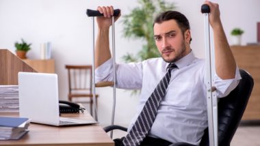 upset injure man regarding information on long-term disability insurance claims being denied