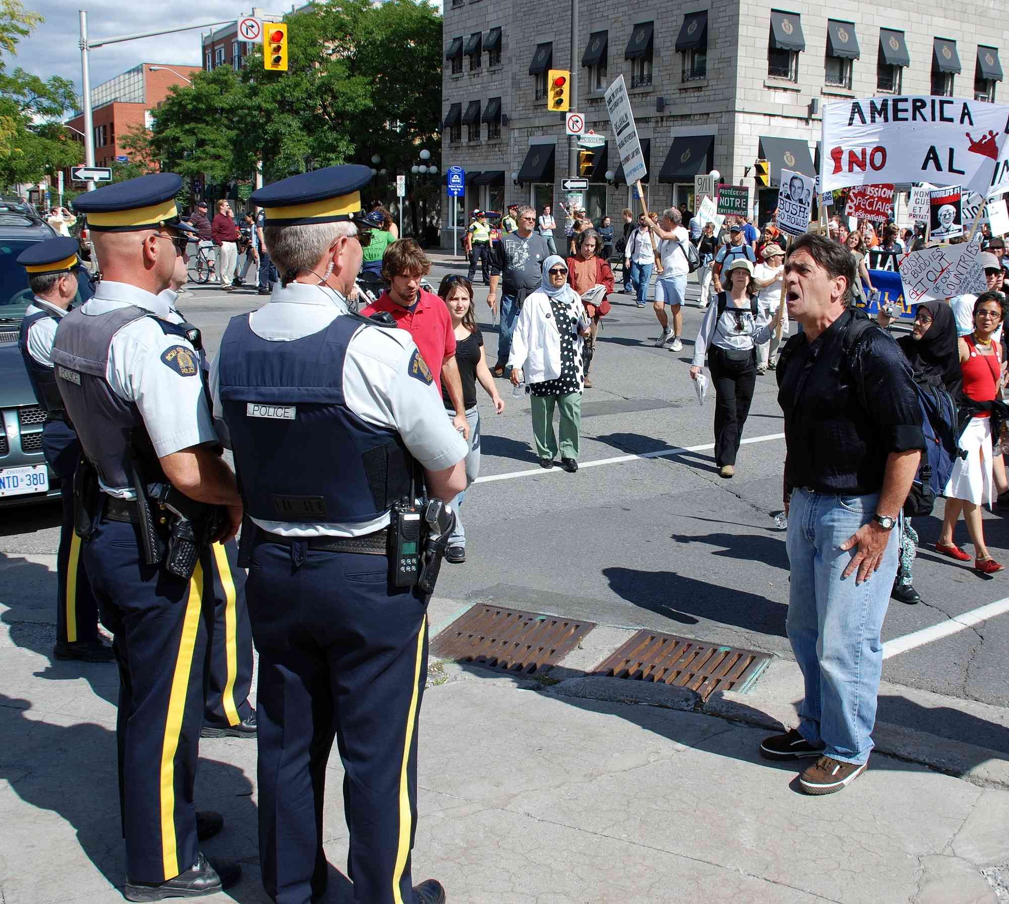 RCMP at protest regarding the RCMP mental health crisis class action lawsuit filed 