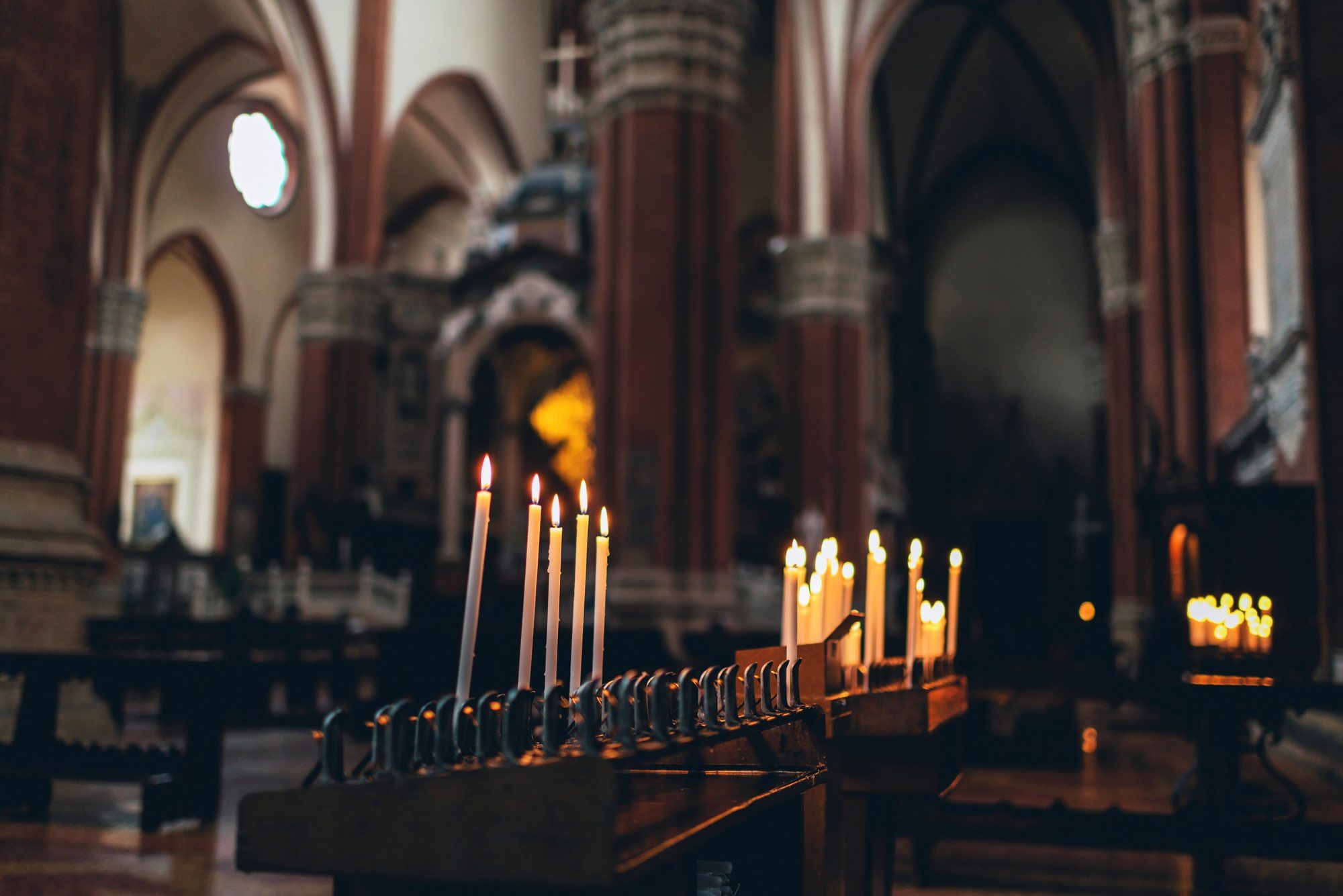 catholic church lit with candles in Joliette 