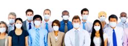 Workers wearing masks regarding the jobs at risk according to the Coalition for the hardest hit businesses (CHHB)