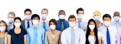 Workers wearing masks regarding the jobs at risk according to the Coalition for the hardest hit businesses (CHHB)
