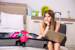 Upset teen with suitcase regarding the class action lawsuit to be filed against Explorica Canada over cancelled school trips 