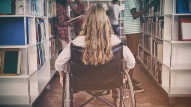 handicapped student in library