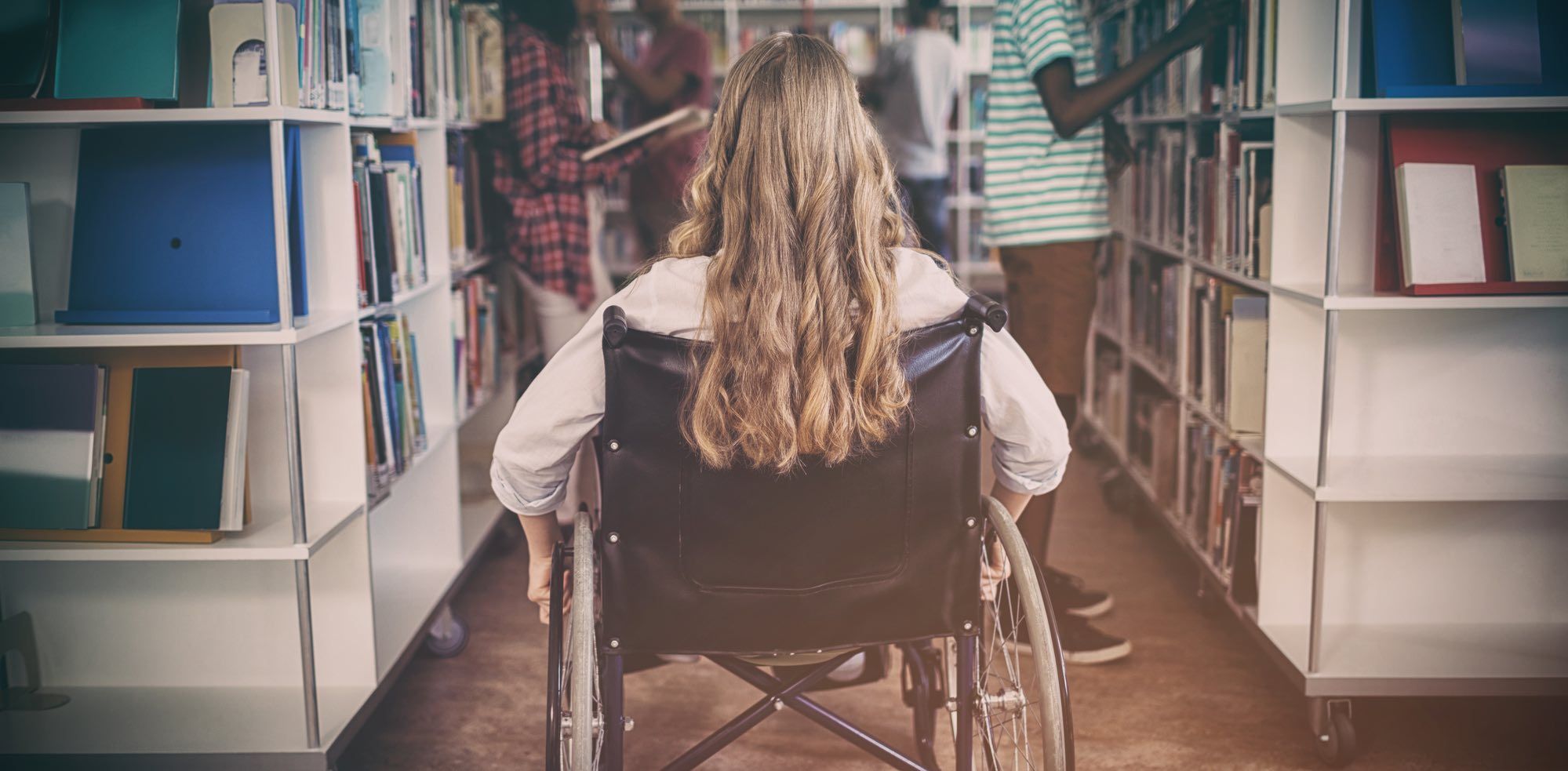 handicapped student in library