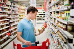 Man buying olives regarding the fake black olives class action lawsuit 