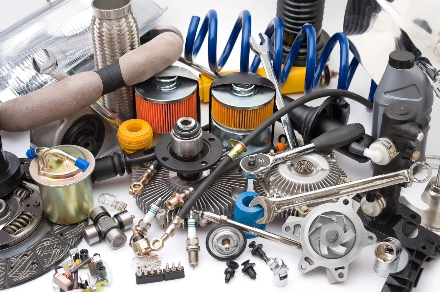 Auto parts on a white background