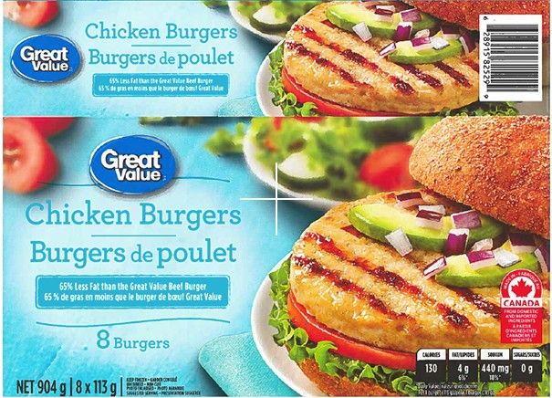 Great Value, recall, chicken burgers