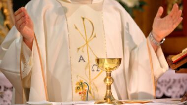 Priest celebrate mass at the church