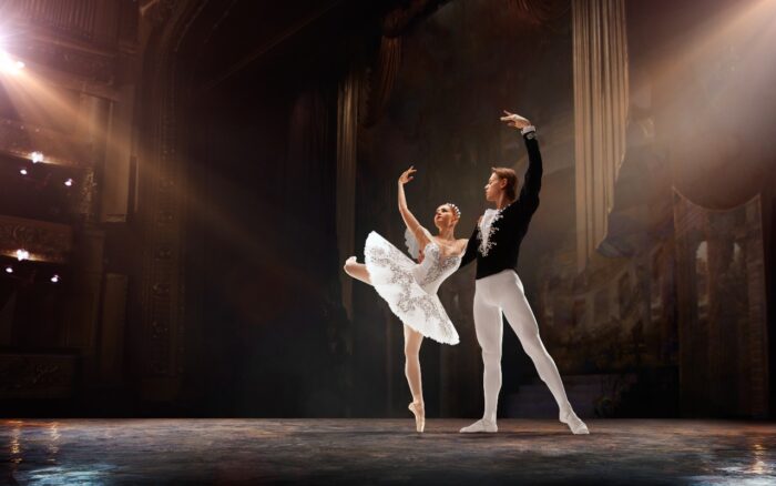 Classical ballet performed by a couple of ballet dancers on the stage