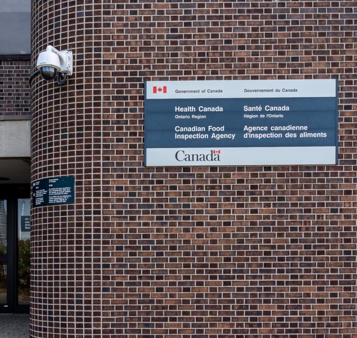 Sign of Health Canada and Canadian Food Inspection Agency 