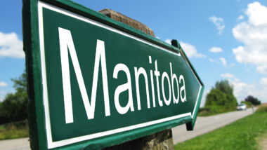 Manitoba signpost along a rural road