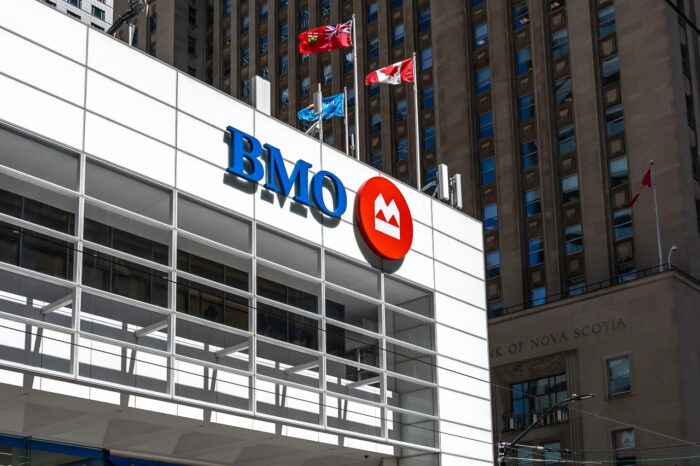 BMO (Bank of Montreal) main branch in Toronto, Canada.