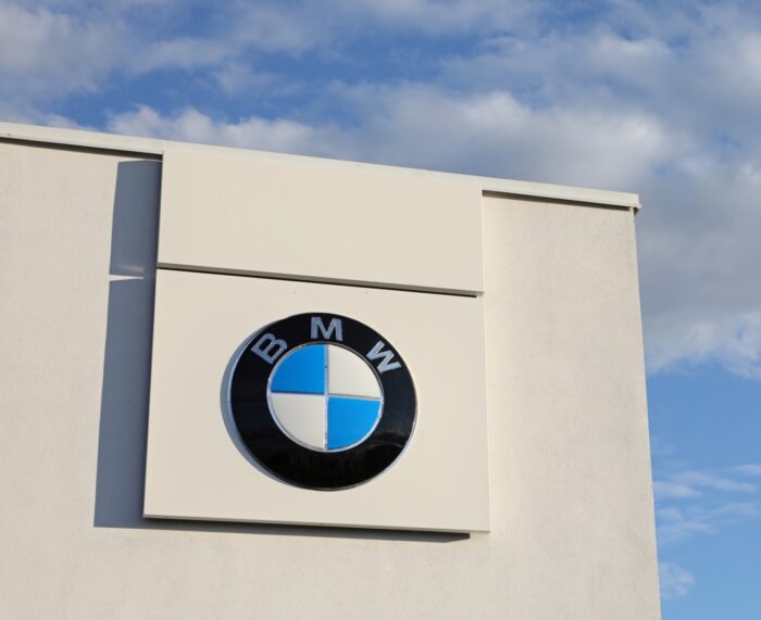 BMW logo on the facade