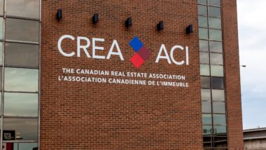 The Canadian Real Estate Association (CREA) sign at headquarters in Ottawa.
