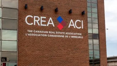 The Canadian Real Estate Association (CREA) sign at headquarters in Ottawa.
