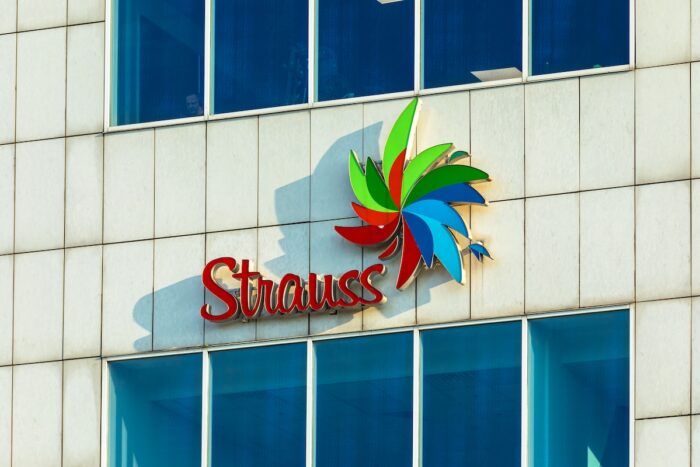Strauss Group company logo on building.