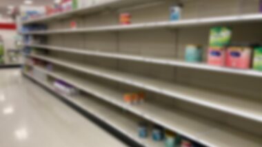 A baby formula display sits empty at supermarket as a result of nationwide baby formula shortage.