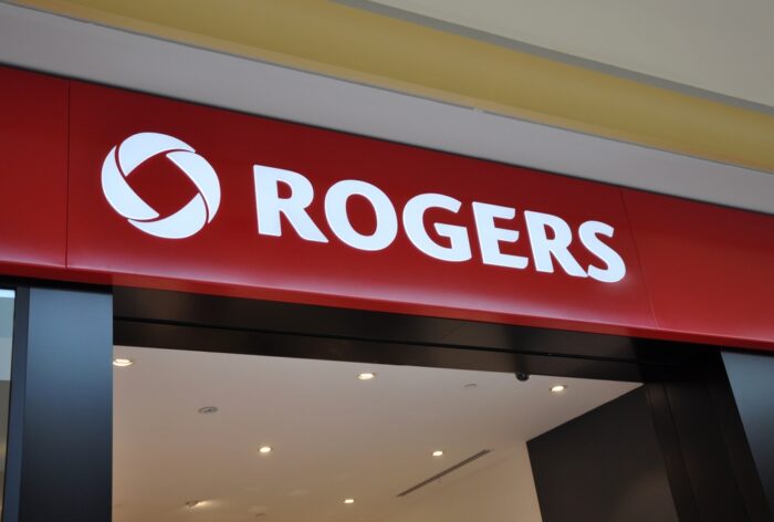 Signage of Rogers in front of their North Bay store.