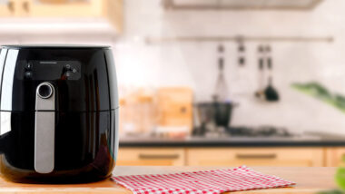 Black AirFryer on kitchen counter