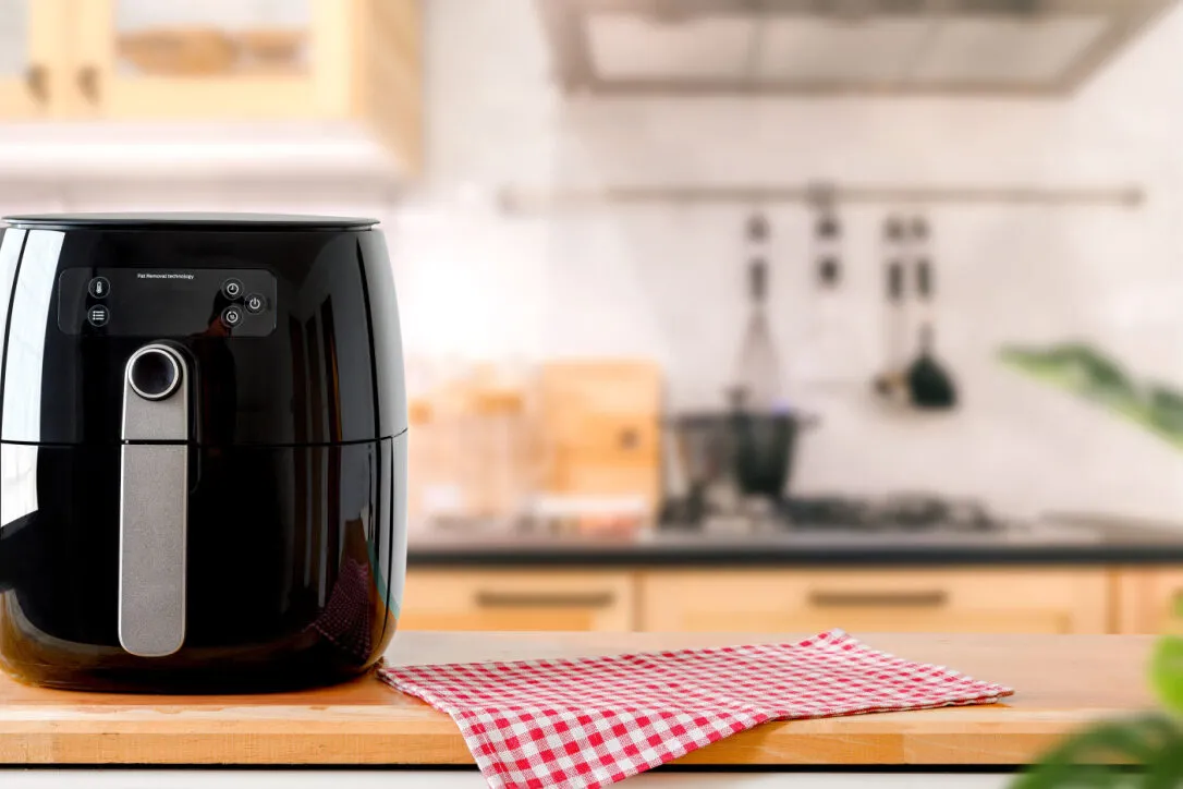 Black AirFryer on kitchen counter