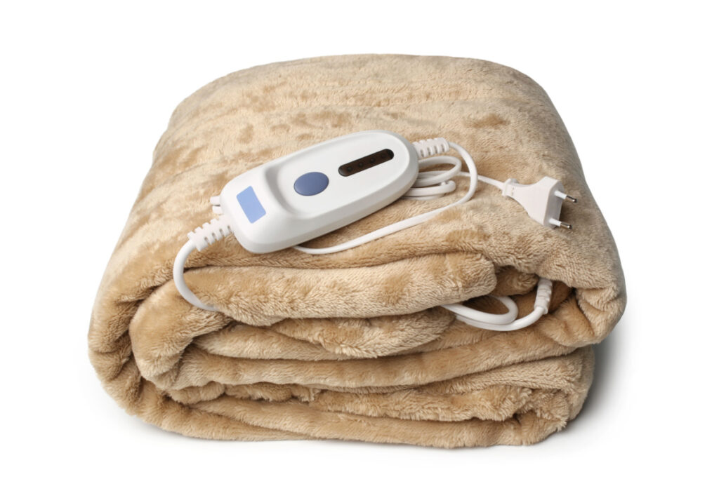A picture of heated blanket folded up.