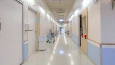 Interior of a hospital corridor, representing the Restigouche Hospital Centre settlement.