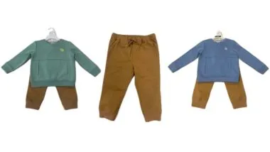 Product photos of recalled pant sets sold at Marshalls, representing the TJX children's pants recall.