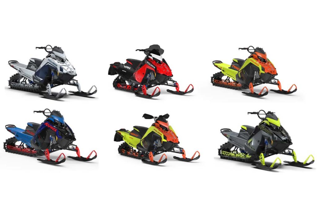 Product photos of recalled Polaris snowmobiles, representing the Polaris snowmobiles recall.