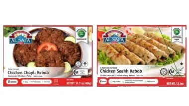 Product packaging for recalled chicken products by Al-Safa US, representing the halal chicken recall.