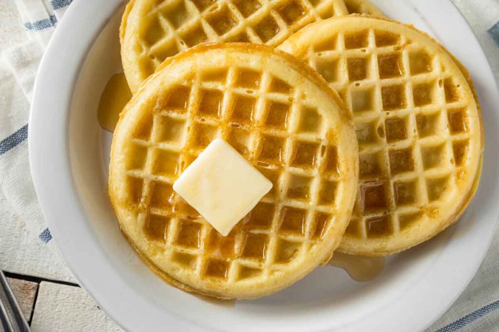 Close up of Waffles on a plate, representing the frozen waffle recall.