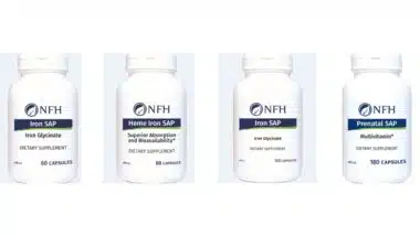 NFH Iron SAP, NFH Heme Iron SAP and NFH Prenatal SAP bottles