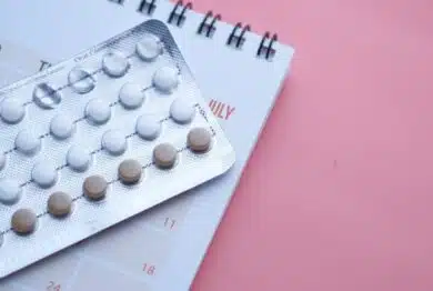 Concept for birth control with monthly calendar.